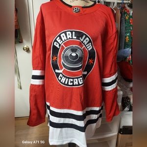 Large Pearl Jam Black Hawks Hockey Jersey